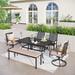 6-Piece Patio Dining set with 1 Rectangle Steel Table, 2 Swivel Chairs, 2 Stackable Chairs and 1 Bench