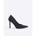 River Island Womens Black Wide Fit Satin Heeled Court Shoes