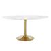 Lippa Oval Artificial Marble Dining Table by Modway Metal in White/Yellow | 29.5" H x 35.5" L x 35.5" W | Wayfair EEI-3236-GLD-WHI