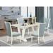 Winston Porter 4FD8402D46BA493EA91C12E7BE0327E4 5 Pc Dining Room Set - 4 Baby Blue Upholstered Dining Chairs & Dining Table | Wayfair