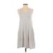 Piko Casual Dress - A-Line Scoop Neck Sleeveless: White Print Dresses - Women's Size Small
