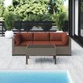 Wade Logan® Avalisse 4-Piece Outdoor Conversation Set w/ Coffee Table in Summer Fog Wicker Synthetic Wicker/All - Weather Wicker/Wicker/Rattan | Wayfair