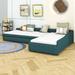 Hokku Designs Karesinda Twin Size Daybed w/ Trundle & Drawer Upholstered/Linen in Green | 19 H x 78 W x 118 D in | Wayfair