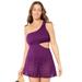 Plus Size Women's One Shoulder Tie Lace Swimdress by Swimsuits for All in Spice (Size 26)