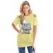 Plus Size Women's Short-Sleeve Snoopy Cold Shoulder Tee by Disney in Yellow Snoopy Leopard (Size 6X)