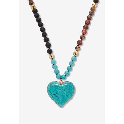 Women's Genuine Turquoise Jasper Heart Pendant Nec...