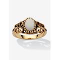 Women's Oval-Cut Opal Scroll Ring In Antiqued Gold-Plated by PalmBeach Jewelry in Opal (Size 8)