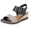 Sandalette REMONTE "ELLE-Collection", Damen, Gr. 40, beige (schwarz, creme), Leder, Bast, feminin, Schuhe, Sommerschuh, Sandale, Bequemschuh mit Klett unter der Zierschnalle, Topseller
