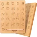 Tableau de pratique des lettres en bois pour enfants alphabet double face outil de lutte