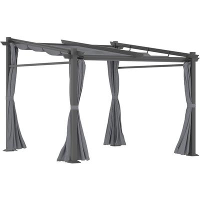 Pergola, inklusive Befestigungsmaterial, ausziehbares Dach, 2.,97 m x 2,95 m x 2,3 m, Dunkelgrau