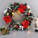 Christmas Wreaths for Front Door with Lights, Pre-Lit Christmas Wreath Garlands with Battery Powered Christmas Door Wreaths Hanging Garland Indoor Outdoor Christmas Decorations Red-40cm/16 inch - Brand New