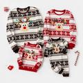 Christmas Family Matching Reindeer Embroidered Allover Pattern Long-sleeve Fuzzy Flannel Tops