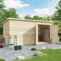 BillyOh Pro Pent Log Cabin - W4.5m x D2.1m - 19mm Tongue & Groove Walls - Log Cabin Shed