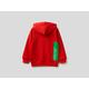 Benetton, Zip-up Sweatshirt With Logo Print, taglia S, Red, Kids