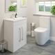 Modern Close Coupled wc Bathroom Suite Toilet Set Basin Sink Vanity Unit White - White