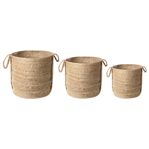 Set aus 3 Aufbewahrungskörben Jute Natur 30 cm Behälter Boho