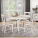 5 Piece Wood Round Dining Table Set with Extendable Table