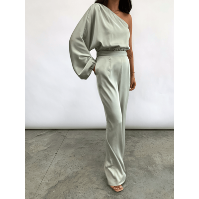 Imogen One Shoulder Batwing Jumpsuit - Mint
