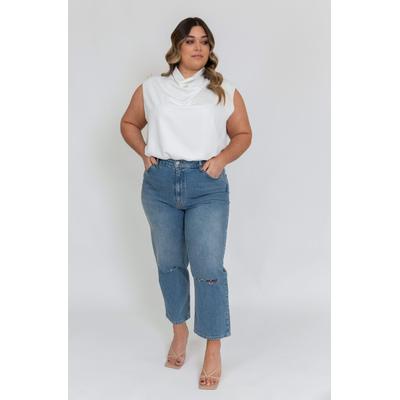 Curve Farrah Funnel Neck Blouse - White
