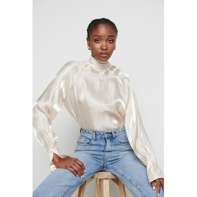 Evie High Neck Tie Blouse - Champagne