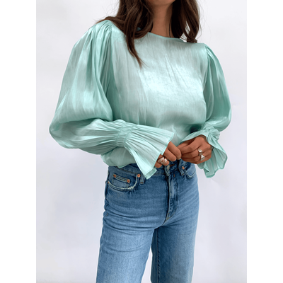 Fae Bell Sleeve Top - Mint Organza