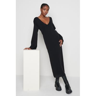 Abriana V-Neck Knit Dress - Black
