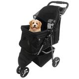 YouLoveIt Pet Dog Stroller Foldable Dog Stroller 3 Wheels Pet Stroller Foldable Travel Carrier Strolling Cart with Cup Holder