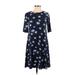 Old Navy Casual Dress - A-Line Crew Neck Short sleeves: Blue Floral Dresses - Women's Size X-Small