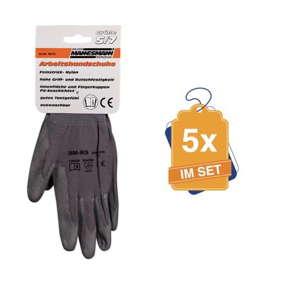 MANNESMANN Arbeitshandschuhe Gr. 7, 5x im Set Schutzhandschuh Grau M40370-5-SET Image