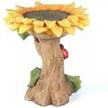 Dengmore Sunflower Butterfly Bird Bath Beautiful Sunflower Bird Bath Brown Pedestal Handmade For Outdoor muticolor