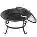 SAYFUT Portable Folding Round Black Steel 22 Inch Fire Pit Wood Burning Mesh Spark