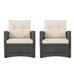Luton Wicker Outdoor Club Chairs with Cushions Set of 2 Gray and Beige