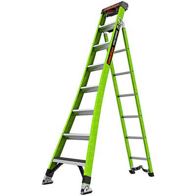 Little Giant King Kombo Technical 8' Type 1AA Green Fiberglass 3-in-1 All-Access Combination Ladder with Grip-N-Go Hinge 13908-074 - 375 lb. Capacity