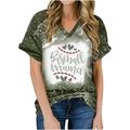 Olyvenn Women s Trendy Mother s Day Graphic T-Shirts Rollbacks Fashion Summer Short Sleeve Tees baseball mama Tie Dye Print Tops V Neck Shirts Loose Casual Dressy Basic Blouse 2023 Army Green 6