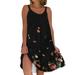 VBARHMQRT Black Dresses for Women Sexy Sparkly Women s Sexy Summer Vintage Flower Print Strap Dress Women Dress Red Cocktail Dress for Women