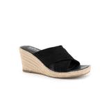 Wide Width Women's Hastings Heeled Sandal by SoftWalk in Black Suede (Size 10 W)