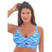 Plus Size Women's Cut Out Longline Bikini Top by Swimsuits For All in Blue Animal (Size 4)