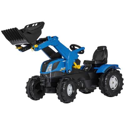 Tretfahrzeug ROLLY TOYS "New Holland", blau, Tretfahrzeuge, KinderB:53cm H:81cm T:142cm, Kunststoff, Kindertraktor mit Lader, B:53cm H:81cm T:142cm