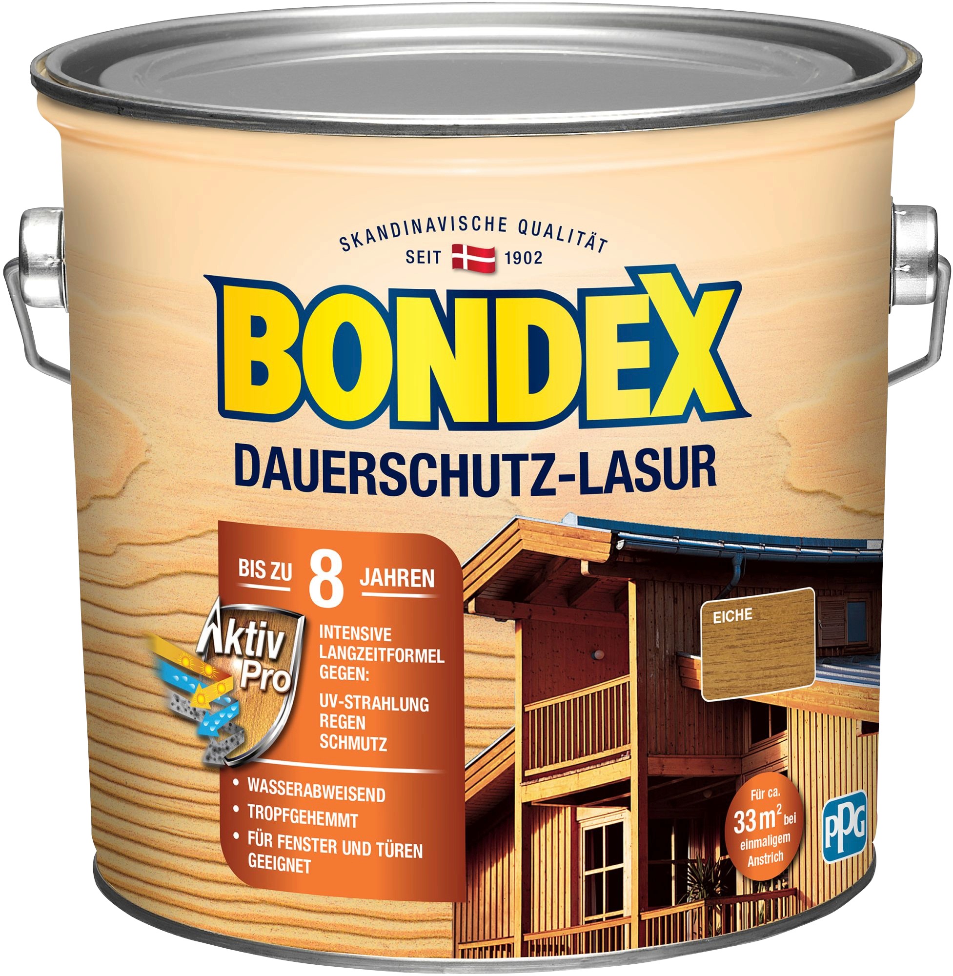 „BONDEX Holzschutzlasur „“DAUERSCHUTZ-LASUR““ Farben Ebenholz, 0,75 Liter Inhalt Gr. 2,5 l, braun (eiche) Holzlasuren“