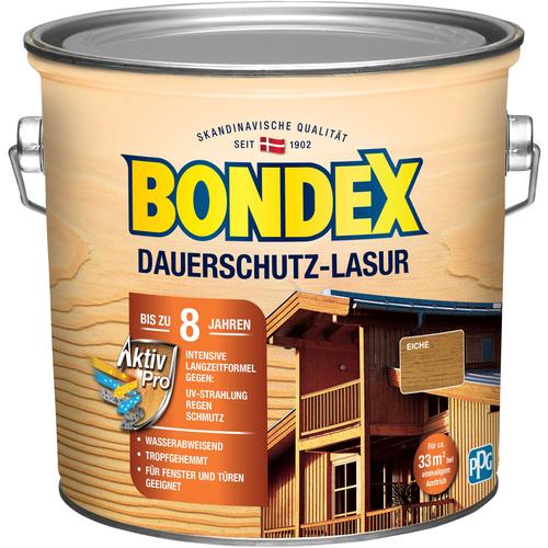 „BONDEX Holzschutzlasur „“DAUERSCHUTZ-LASUR““ Farben Ebenholz, 0,75 Liter Inhalt Gr. 2,5 l, braun (eiche) Holzlasuren“