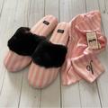 Victoria's Secret Shoes | Ladies Victoria’s Secret Slippers With Dust Bag. Nwt | Color: Black/Pink | Size: Medium