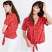 Madewell Tops | Madewell Novel Tie-Front Top Prairie Posies Size Xs Nwt | Color: Red | Size: Xs