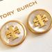 Tory Burch Jewelry | New Tory Burch Semi Precious Mother Of Pearl Button Earrings | Color: Gold/White | Size: Os