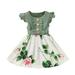 Girl Dresses Kids Flower Girl Gown Kids Girls Casual Party Ribbed Baby Princess Toddler Bow Sleeve Floral Dress Fly Girls Dress&Skirt 5t Fall Dresses for Girls Sequin Tulle Wedding Flower Girl Dress