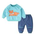 Qufokar Baby Fall Clothes Boy Winter Pants for Toddler Boy Children Kids Toddler Baby Boys Girls Long Sleeve Cute Cartoon Animals Sweatshirt Pullover Tops Patchwork Trousers Pants Outfit Set 2Pcs Clo