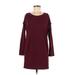 She + Sky Casual Dress - Shift Scoop Neck Long sleeves: Red Print Dresses - Women's Size Medium