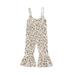 WakeUple 1-5Y Children Girls Jumpsuits Summer Toddler Kids Girls Ribbed Leopard Print Sleeveless Rompers Flare Pants
