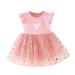 Kids Vintage Dresses Flower Outfit Girls Princess Baby Printed 6M-3Y Sequin Dress Tulle Sleeve Girls Fly Heart Girls Dresses Girl Short Sleeve Dress Big Girl Dresses