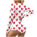 YUNAFFT Clearance Pajamas For Women Plus Size Fire Sale Womenâ€™s Valentine s Day Not Positioned Print V-neck Long Sleeve Sexy Bodysuit Sexy Lingerie Pajamas Romper