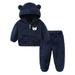 Qufokar Boys Insulated Overalls Boys Fall Coat Baby Boy Girl Fleece Jacket Winter Clothes Hooded Coat Tops With Bear Ears Pants Sweater 2Pcs Outfits Set
